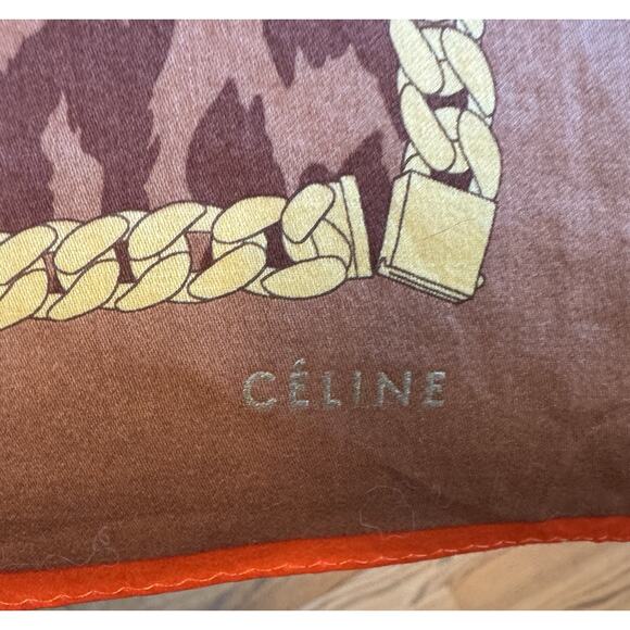Celine Leopard & Chain Print Scarf 22” - Picture 4 of 8